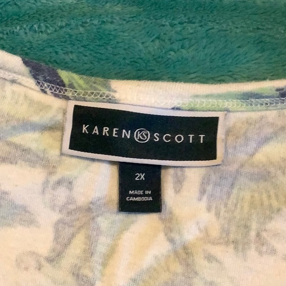 Tropical Parrots Long Sleeved Tee Shirt Plus Size 2X Karen Scott Resale - Picture 3 of 14